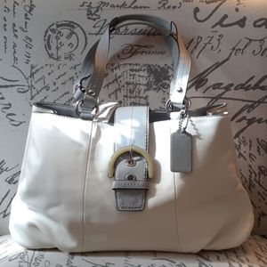 Coach Leather Tote Handbag White With Tag